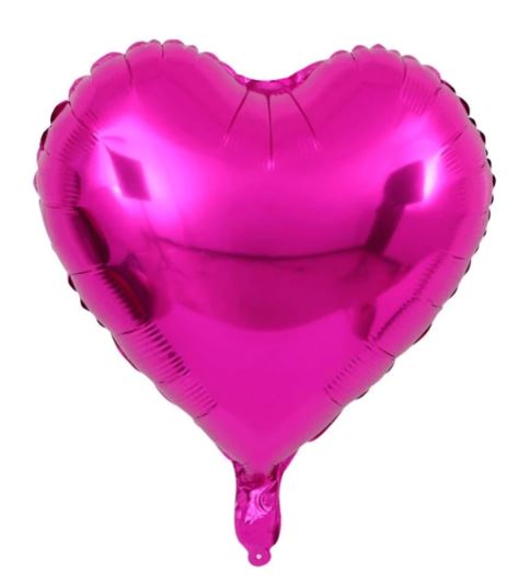GLOBO CORAZON METALIZADO FUCSIA 18" O 45 CMS.