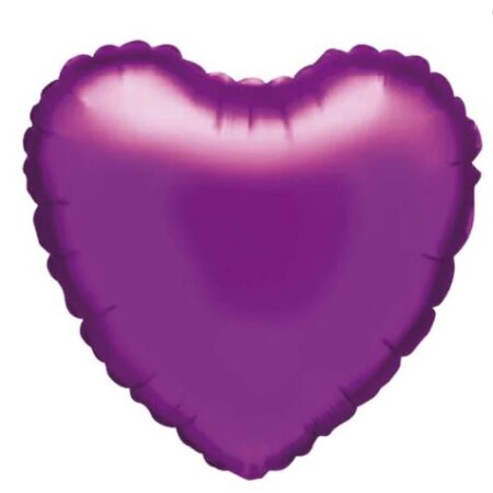 GLOBO CORAZON METALIZADO VIOLETA 18" O 45 CMS.