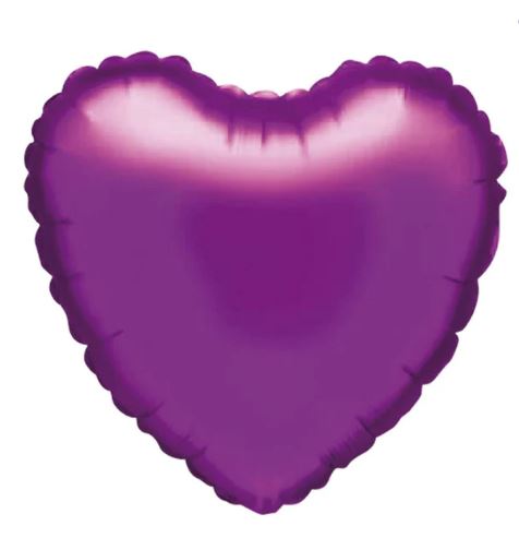GLOBO CORAZON METALIZADO VIOLETA 18" O 45 CMS.