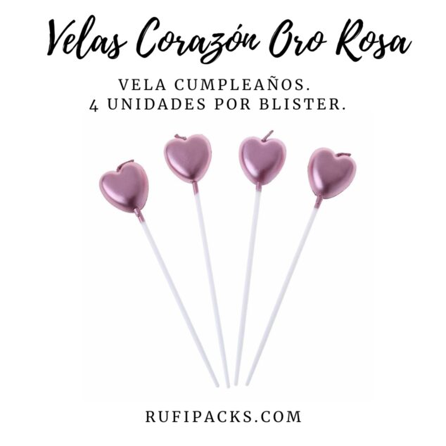 VELA CORAZON ORO ROSA CROMADO X4U