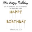 VELA HAPPY BIRTHDAY LETRAS DORADO