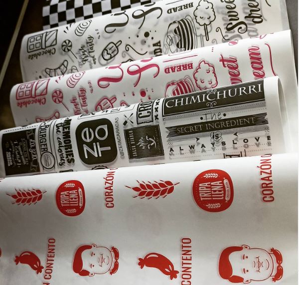 PAPEL GRASSA PAPEL ANTIGRASA O PAPEL MANTECA BLANCO 24 X 34 CMS. IMPRESO A 1 COLOR