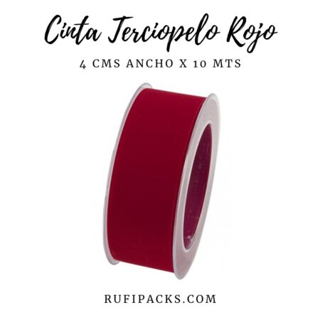 CINTA DE TERCIOPELO ROJO 40MM X 10 METROS