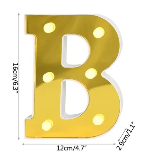 LETRA "B" DORADA 16 CMS. CON LUCES