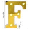 LETRA "F" DORADA 16 CMS. CON LUCES
