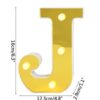 LETRA "J" DORADA 16 CMS. CON LUCES
