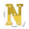 LETRA "N" DORADA 16 CMS. CON LUCES