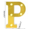 LETRA "P" DORADA 16 CMS. CON LUCES