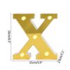 LETRA "X" DORADA 16 CMS. CON LUCES
