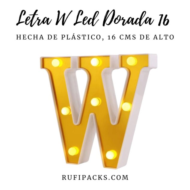 LETRA "W" DORADA 16 CMS. CON LUCES