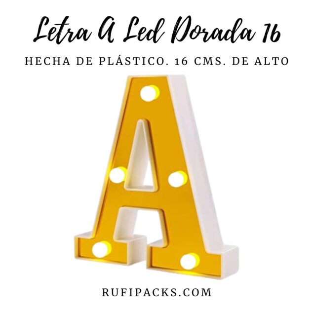 LETRA "A" DORADA 16 CMS. CON LUCES