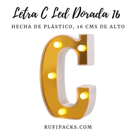 LETRA "C" DORADA 16 CMS. CON LUCES