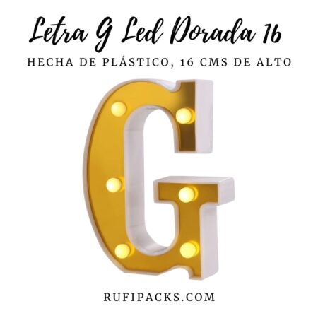 LETRA "G" DORADA 16 CMS. CON LUCES