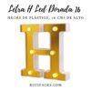 LETRA "H" DORADA 16 CMS. CON LUCES
