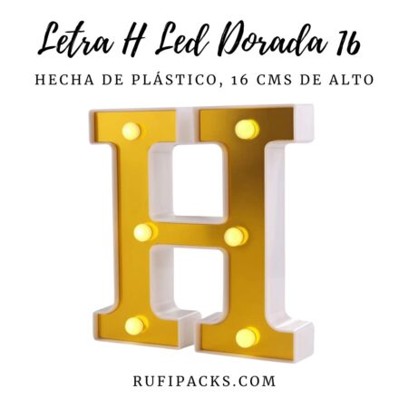 LETRA "H" DORADA 16 CMS. CON LUCES
