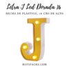 LETRA "J" DORADA 16 CMS. CON LUCES