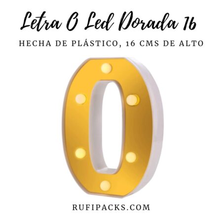 LETRA "O" DORADA 16 CMS. CON LUCES
