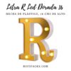 LETRA "R" DORADA 16 CMS. CON LUCES