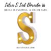 LETRA "S" DORADA 16 CMS. CON LUCES