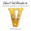 LETRA "V" DORADA 16 CMS. CON LUCES