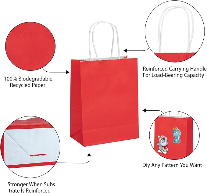 Bolsa de papel Color Rojo para Regalo 26x31.5x12cms.