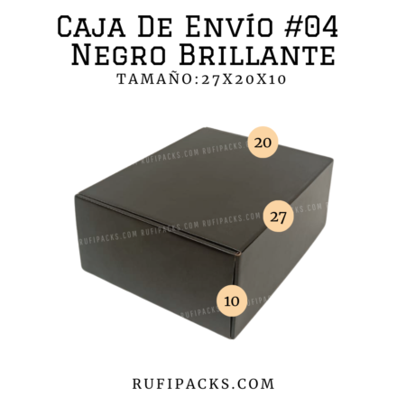 CAJA DE ENVIO #04 27x20x10 cms. NEGRO BRILLANTE