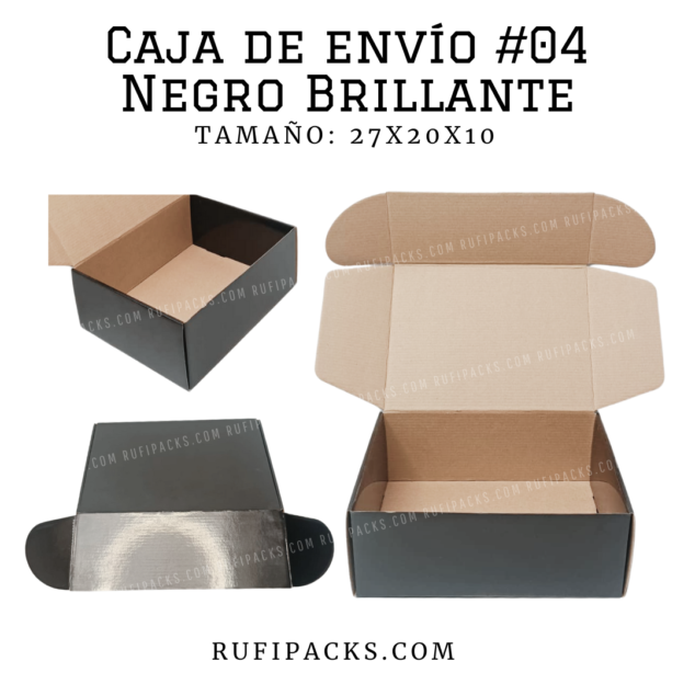 CAJA DE ENVIO #04 27x20x10 cms. NEGRO BRILLANTE