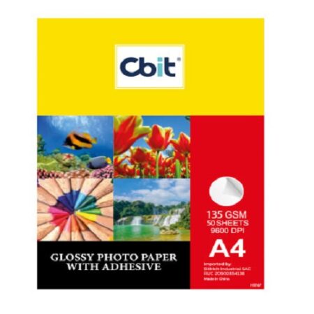CBIT - GLOSSY PHOTO PAPER WITH ADHESIVE 135GRS A4 VENTA X HOJA