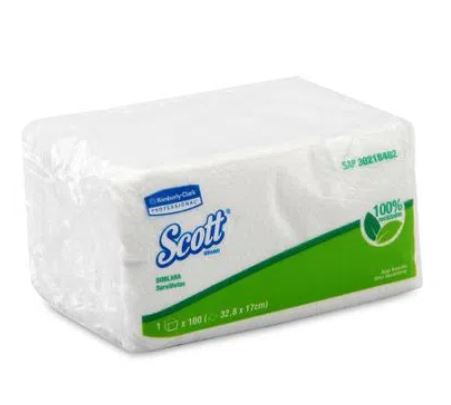 SERVILLETAS SCOTT DOBLADAS EN 4 PAQ. 100