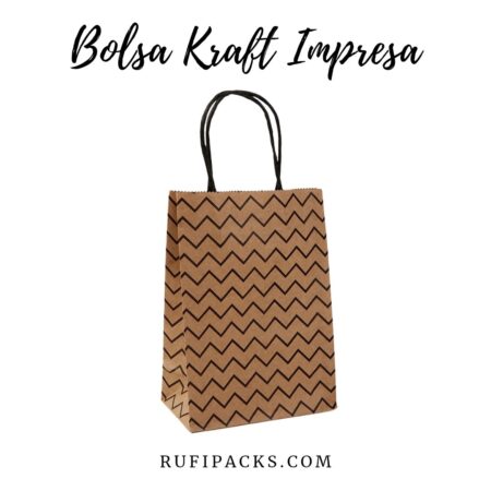 Bolsa Kraft para Regalo: 2B Zig Zag Negro 22x11x27cms.