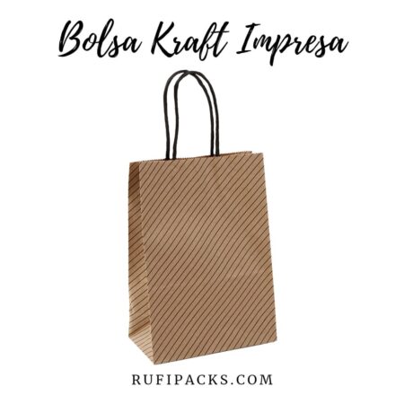 Bolsa Kraft para Regalo: 1C Rayas Negras 16x8x21.5cms.
