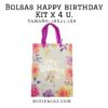 BOLSAS HAPPY BIRTHDAY 18X23.5X8 CMS. (PAQ. MIXTO X 4U)