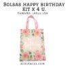 BOLSAS HAPPY BIRTHDAY 18X23.5X8 CMS. (PAQ. MIXTO X 4U)