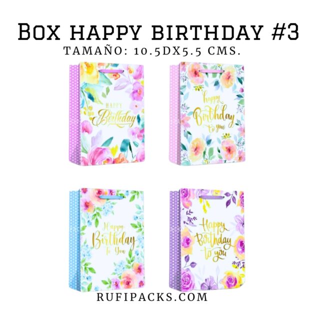 BOLSAS HAPPY BIRTHDAY 18X23.5X8 CMS. (PAQ. MIXTO X 4U)