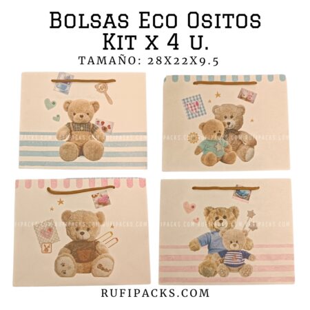 BOLSAS ECO OSITOS 28X22X9.5 CMS. (PAQ. MIXTO X 4U)