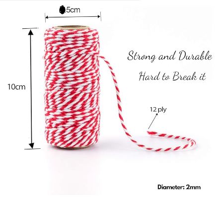 CUERDA DE ALGODON ROJO Y BLANCO 1MM X 100G.