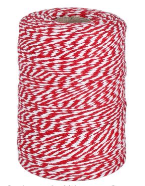 CUERDA DE ALGODON ROJO Y BLANCO 2MM X 200G.