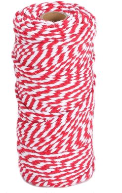 CUERDA DE ALGODON ROJO Y BLANCO 1MM X 100G.