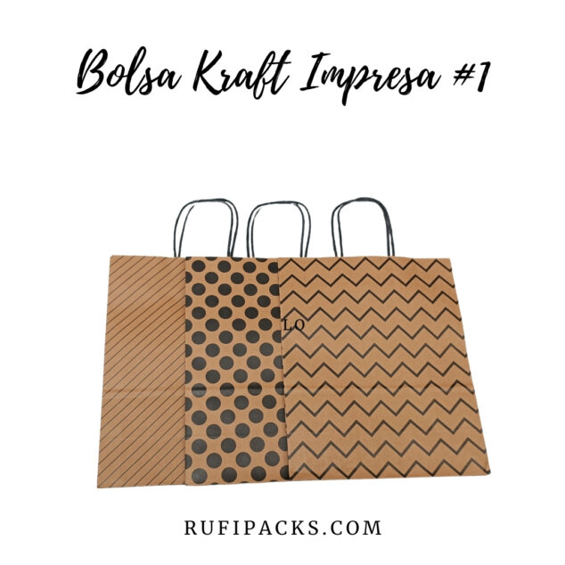 Bolsa Kraft para Regalo: 2A Círculos Negros 22x11x27cms. - Rufipacks.com