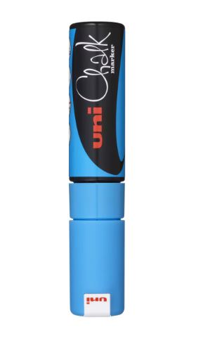 MARCADOR UNI CHALK 8MM PUNTA GRUESA AZUL CLARO