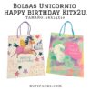 BOLSAS UNICORNIO HAPPY BIRTHDAY 18X23X10 CMS. (PAQ. MIXTO X 2U)