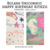 BOLSAS UNICORNIO HAPPY BIRTHDAY 18X23X10 CMS. (PAQ. MIXTO X 2U)