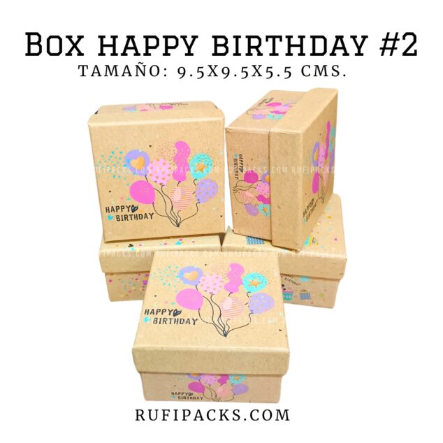 BOX HAPPY BIRTHDAY #2 9.5x9.5X5.5CMS. (PAQ. MIXTO X 4U)