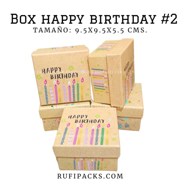 BOX HAPPY BIRTHDAY #2 9.5x9.5X5.5CMS. (PAQ. MIXTO X 4U)