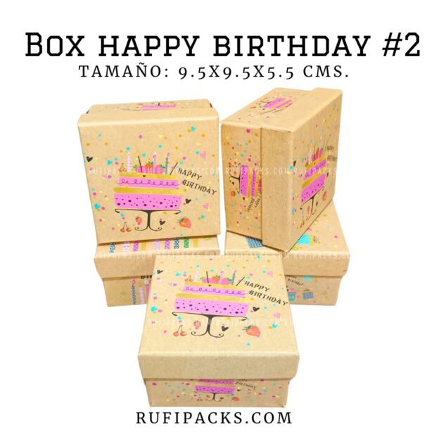 BOX HAPPY BIRTHDAY #2 9.5x9.5X5.5CMS. (PAQ. MIXTO X 4U)
