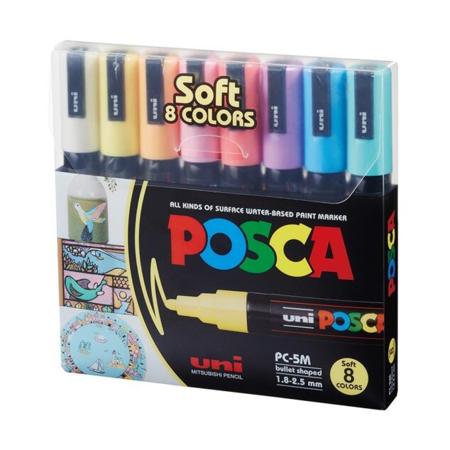 MARCADOR POSCA UNI PC-5M ESTUCHE COLORES PASTEL (X8UNIDADES)