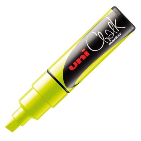 MARCADOR UNI CHALK 8MM PUNTA GRUESA AMARILLO NEON