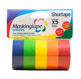 MASKING TAPE PACK X 5 COLORES (3/4"X11YDS) (18mm x 10m)