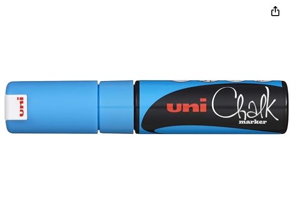 MARCADOR UNI CHALK 8MM PUNTA GRUESA AZUL CLARO