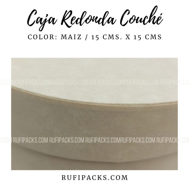CAJA FORRADA REDONDA 15 CMS DIAM. MATERIAL COUCHÉ - COLOR MAIZ